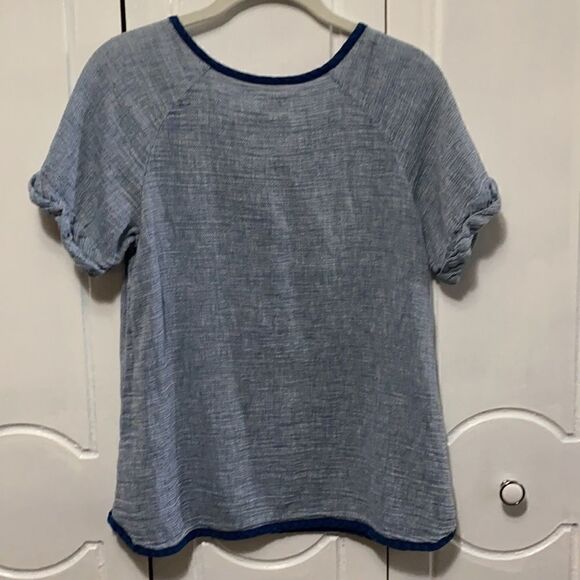 Frame blue rolled cuff sleeves navy piping size S - Picture 8 of 13